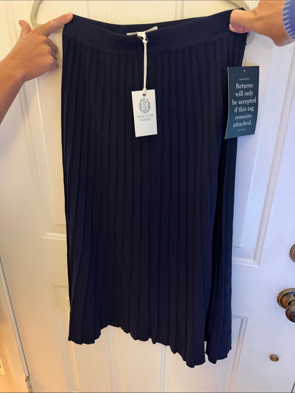Hyacinth House Navy Pleated Midi Skirt